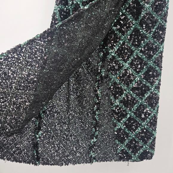 Zara Black Sequin midi skirt holiday gala Christmas formal slit - Picture 4 of 12